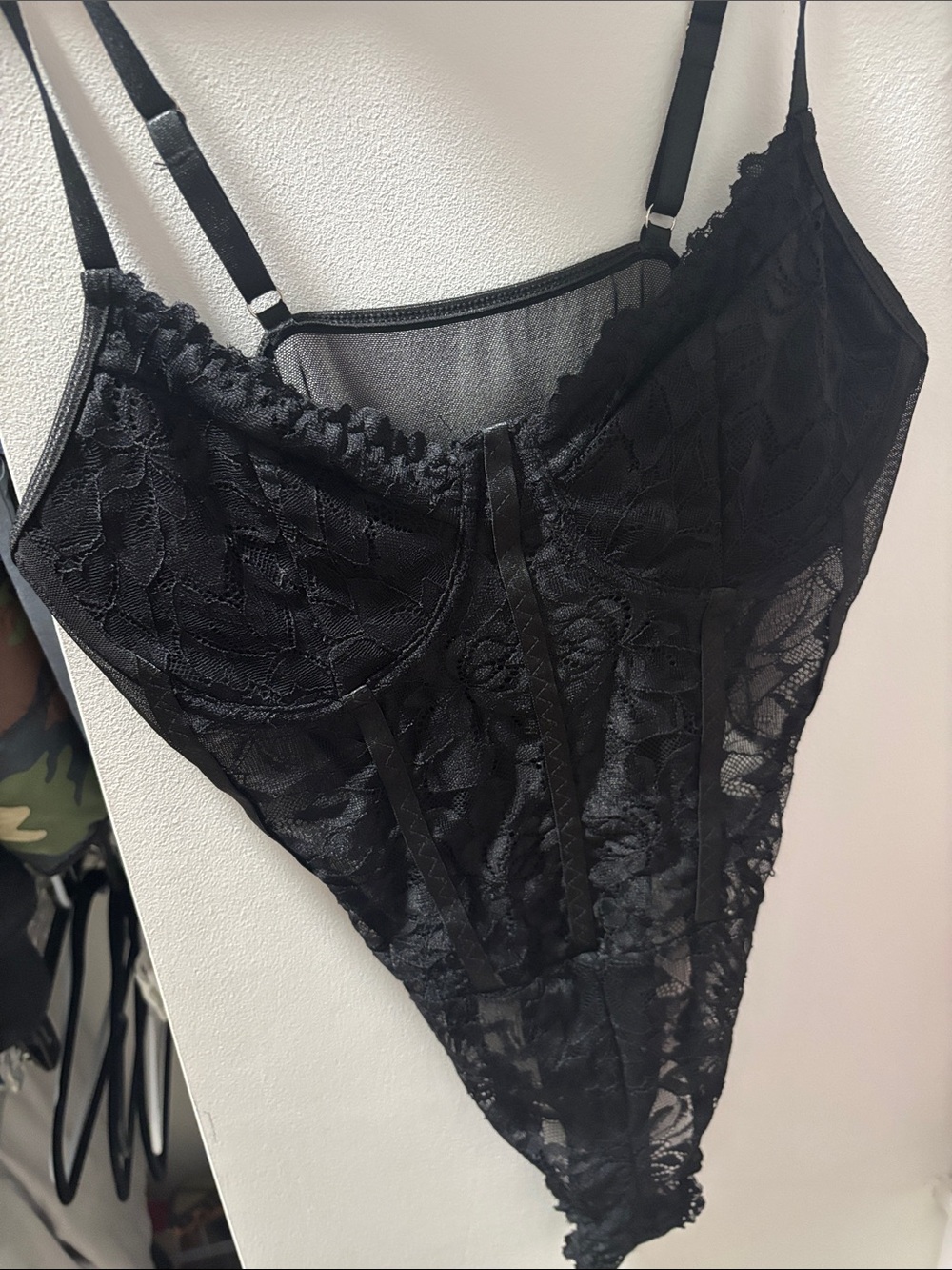 SHEIN Black Lace Sheer Teddy Bodysuit - Picture 3 of 3